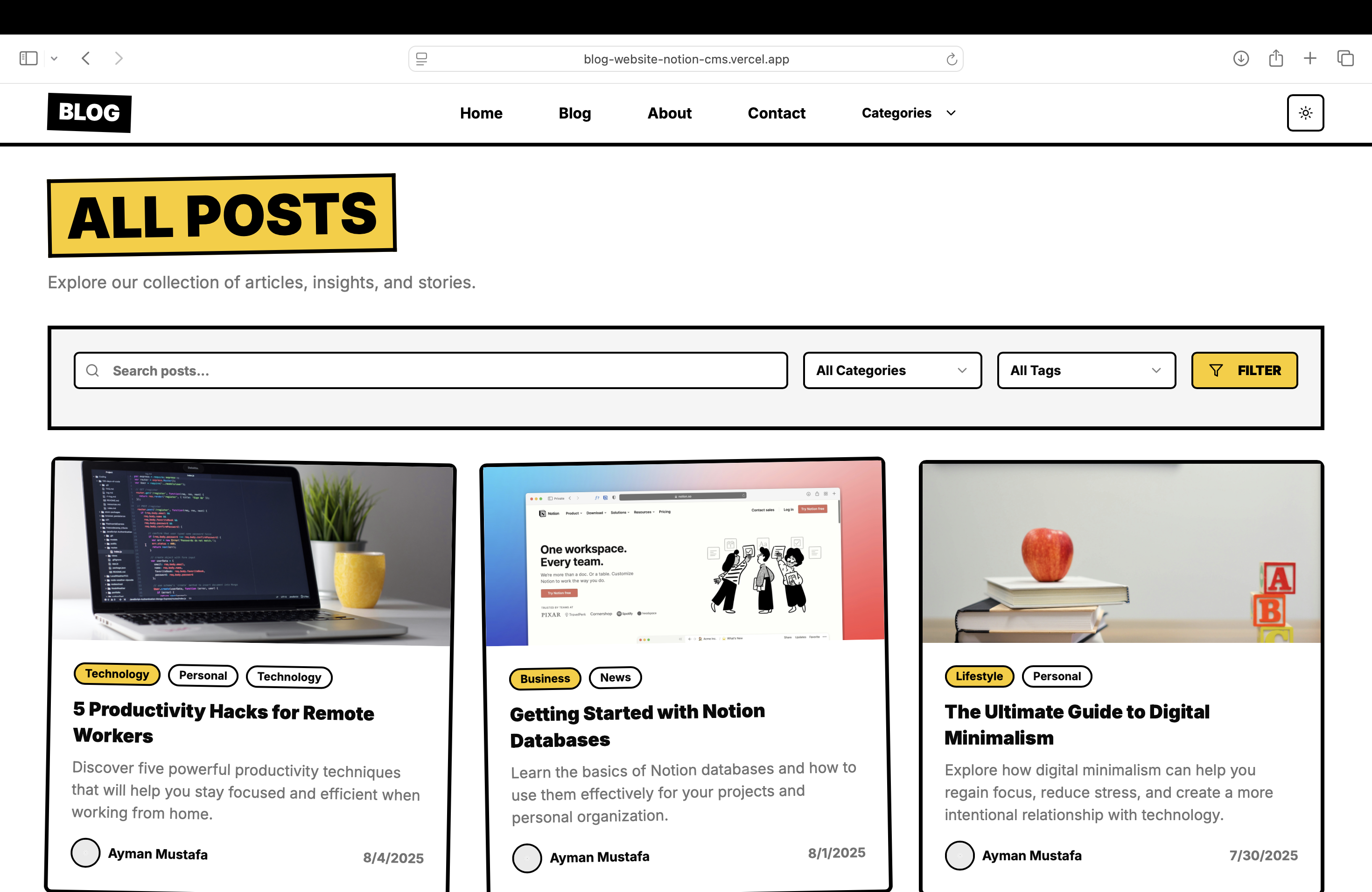 Blog Website with Notion CMS